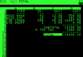 Скриншот программы VisiCalc