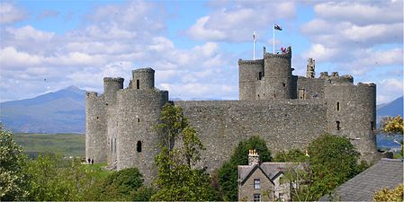 Harlech Castle with Snowdon (C)