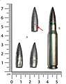 Three recovered 7.62×51mm NATO FMJ tracer bullets (next to an unfired tracer cartridge), showing rifling marks