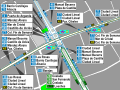 Mapa zonal de la estación de metro de Ciudad Lineal con los recorridos de las líneas de autobuses, entre los que aparece el 77.