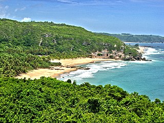 View of the coastline of Quebradillas, Puerto Rico near the tunnel entrance