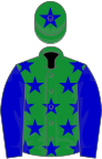 Green, blur stars and sleeves, green cap, blue star