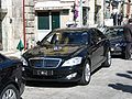 One of several Portuguese Presidential State Cars, a Mercedes S600, in Porto. The license plate reads POR with the 'O' being the armillary sphere of Portugal and the PR for 'President of Republic'.