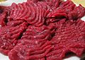 Basashi, Japanese raw horse meat, low in saturated fats.[144]