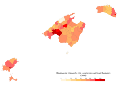 Densidad de población por municipio (2018)