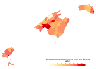 Densidad de población por municipio (2018)