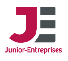 J和E结合的艺术体，下面写着青年社团协会的名称(Junior-Enterprises)