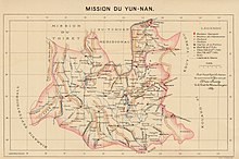 Map of the Yunnan Mission, prepared by Adrien Launay [fr], 1889.