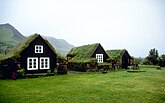 Traditional turf-roof houses, now the Museum of Skógar.