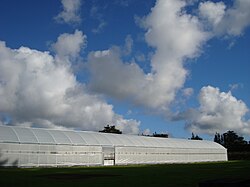 A plastic air-insulated greenhouse in New Zealand