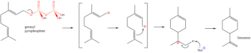 Biosynthesis of limonene from geranyl pyrophosphate