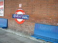 Roundel near southern end of westbound platform.