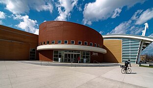 The Gerald Ratner Athletics Center, opened in 2003 and designed by Cesar Pelli, houses the volleyball, wrestling, swimming, and basketball teams.[78]