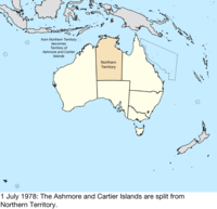 Map of the change to Australia on 1 July 1978