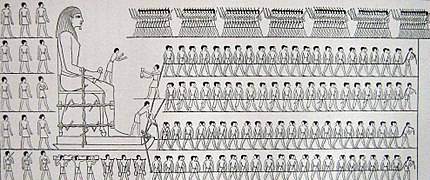 Schematic from the tomb of Djehutihotep depicting the transport of a colossal statue