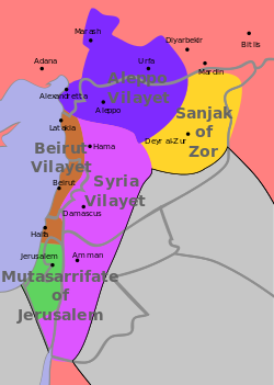 Territories included in Syrian provinces around 1900