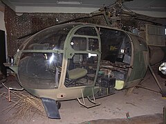 Rhodesian Aérospatiale Alouette III helicopter modified with fixed side-firing machine guns