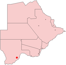 Location of Tshabong in Botswana