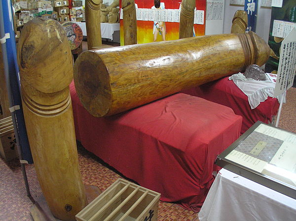 Large wooden phallic symbols, Japan, as used in the Hōnen Matsuri fertility festival