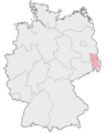 Map of approximate Sorb-inhabited area in Germany.