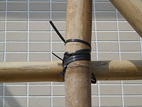 Bamboo scaffold with nylon knots.