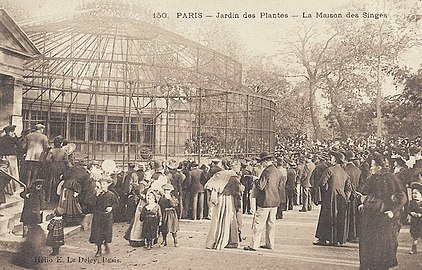 Crowd outside the Palace of the Apes (c. 1900) in the Jardin des Plantes