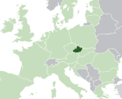 Location of Moravia in Europe