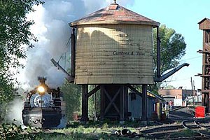 Cumbres & Toltec train in downtown Chama