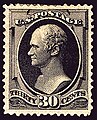 30-cent stamp featuring the bust, issued by the United States Postal Service in 1870