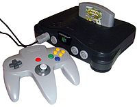 Black ("Charcoal Grey") Nintendo 64 console and controller