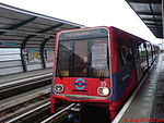 B90 stock pulling into Pontoon Dock DLR station