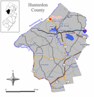 Map of Hampton in Hunterdon County