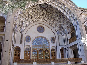 An iwan (balcony) in one of the courtyards of the Āmeri House.