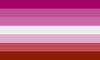 Pink lesbian flag with colors copied from the lipstick lesbian flag[39]