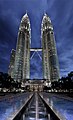 The Petronas Towers in Kuala Lumpur at night