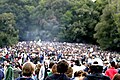 Students and others gather for a "420 Day" event in Porter Meadow at the University of California, Santa Cruz, campus on April 20, 2007.