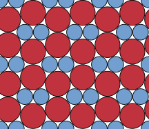 In work dedicated to Fejes Tóth, this compact binary circle packing was shown to be the densest possible planar packing of discs with this size ratio.[13][14]