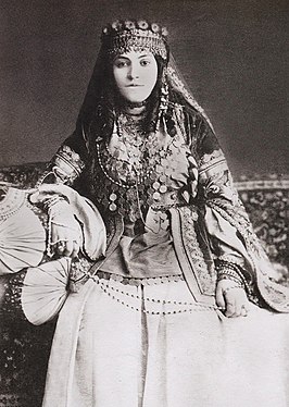 Photo of the traditional dress of Armenian girl in Shamakhi in the late 19th century by F. Orden