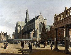 La plaza del mercado y la Grote Kerk en Haarlem (1674), de Gerrit Berckheyde, The National Gallery, Londres