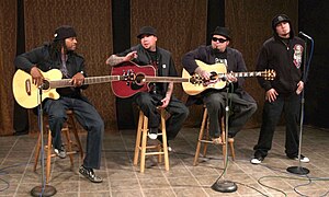 P.O.D. in 2008. From left to right: Traa Daniels, Wuv Bernardo, Marcos Curiel and Sonny Sandoval.