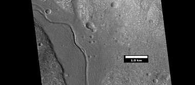 Close view of channel in Ismenius Lacus quadrangle, as seen by HiRISE under HiWish program