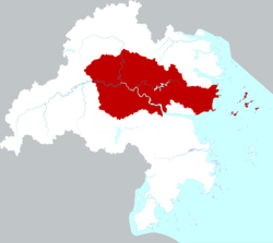 Location of Linhai City within Taizhou