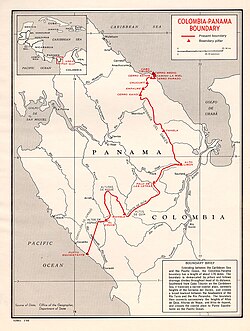 1960 US map of Colombia-Panama boundary shows the location of the village of Paya