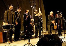 Inti-Illimani performing on February 26, 2007 (left to right): Christián González, César Jara, Manuel Merino and Marcelo Coulón.