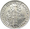 US mercury dime reverse.