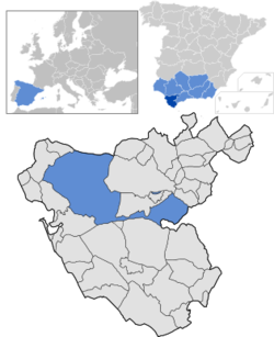 Location of Jerez de la Frontera within Cádiz province