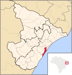 Location of Aracaju in the State of Sergipe