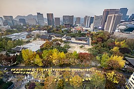 An aerial view of Deoksugung