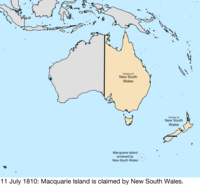 Map of the change to the founding colonies of Australia on 11 July 1810