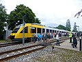 Train on the Gribskov Line calling at Græsted station.